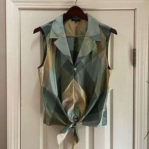 Lafayette 148 New York silk tie front blouse